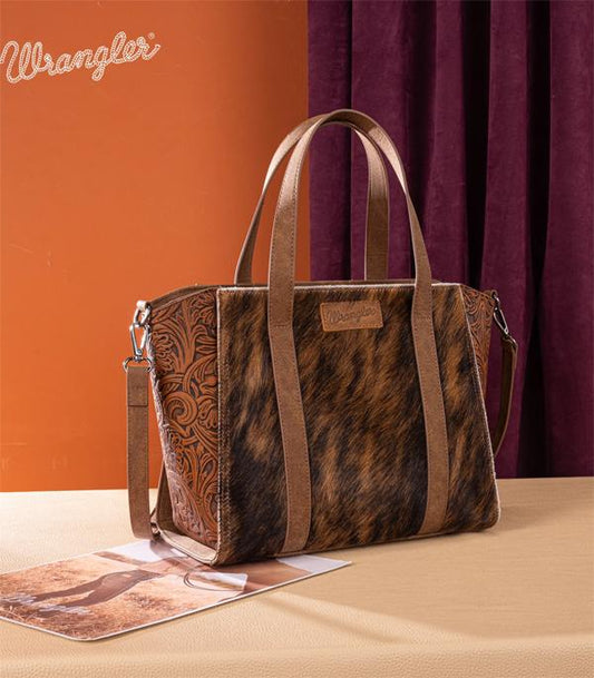 WRANGLER COWHIDE TOTE CROSSBODY BAG