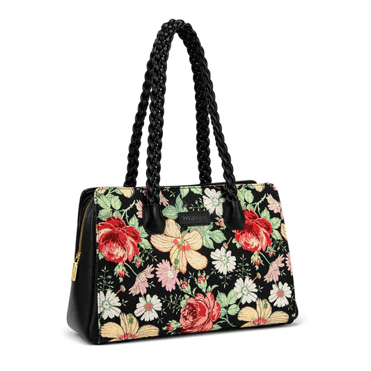 WRANGLER FLORAL PRINT BRAIDED SATCHEL BAG